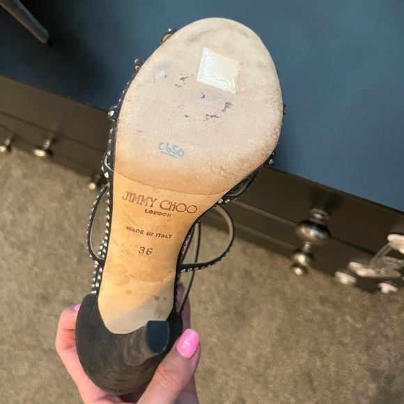 Jimmy Choo black velvet heels with crystals - Picture 4 of 6